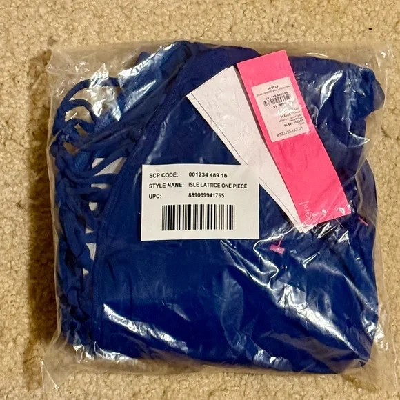 🚫SOLD NWT LILLY PULITZER ISLE LATTICE ONE PIECE SWIMSUIT: OYSTER BAY NAVY - Picture 2 of 4